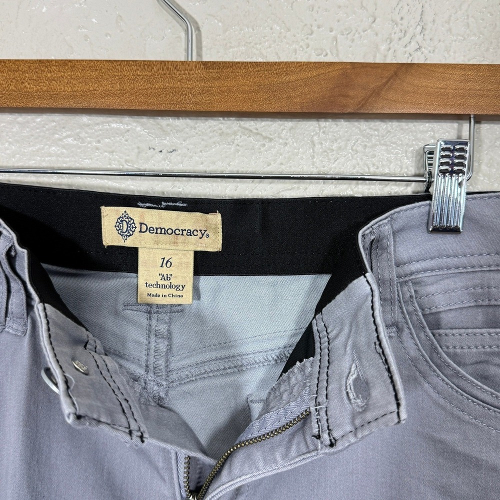 Democracy Ab-Solution Gray Pants 16 Tapered Ankle Stretch Slimming B1304PEX2 - Picture 8 of 10